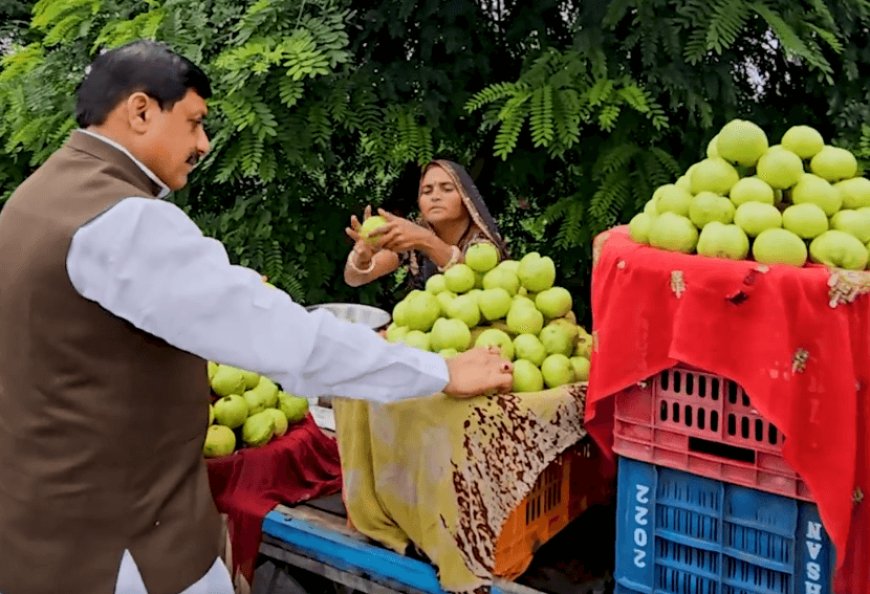 मध्य प्रदेश के सीएम मोहन यादव छांट-छांट कर अमरूद ले रहे  सोशल मीडिया पर खूब वायरल