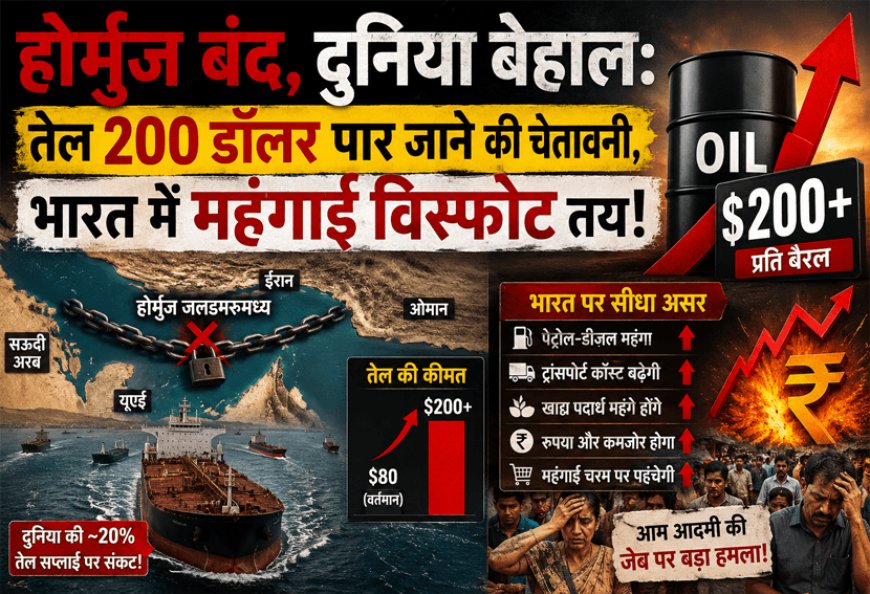 “होर्मुज बंद, दुनिया बेहाल: तेल 200 डॉलर पार जाने की चेतावनी, भारत में महंगाई विस्फोट तय!”