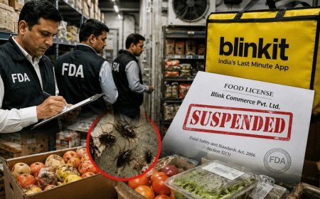 Blinkit पर FDA का बड़ा एक्शन: कॉकरोच, गंदगी और एक्सपायर्ड सामान मिलने पर खाद्य लाइसेंस सस्पेंड
