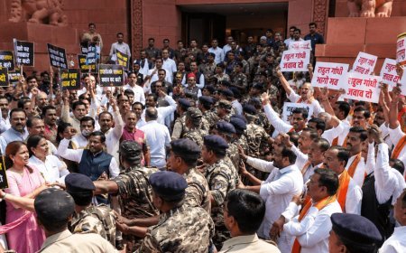 संसद का मकर द्वार बना रणक्षेत्र! NDA-INDIA सांसद आमने.सामने -  राहुल गांधी और अमित शाह पर घमासान
