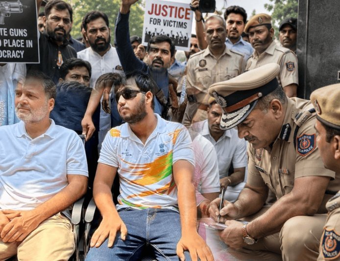 आखिरकार राहुल गांधी के धरने से झुकी सरकार? दिल्ली पार्लियामेंट स्ट्रीट पुलिस स्टेशन के बाहर गरजा विपक्ष, पैलेट गन मामले में FIR पर बढ़ा दबाव
