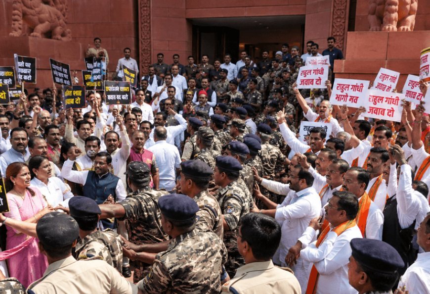 संसद का मकर द्वार बना रणक्षेत्र! NDA-INDIA सांसद आमने.सामने -  राहुल गांधी और अमित शाह पर घमासान