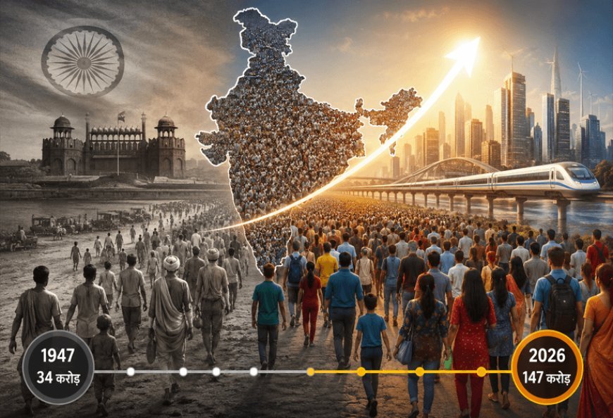 80 साल का सफर: आजादी के वक्त 34 करोड़ से 2026 में 147 करोड़ पार, चार गुने से ज्यादा हुई भारत की आबादी