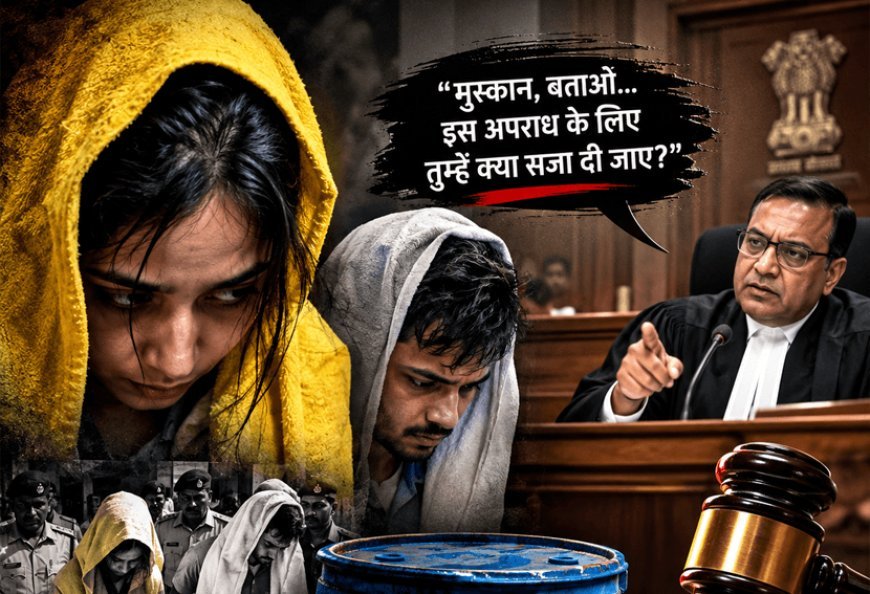 मेरठ के चर्चित नीला ड्रम केस -“मुस्कान, बताओ… इस अपराध के लिए तुम्हें क्या सजा दी जाए?” — कोर्ट ने सुनाया दोषी होने का फैसला