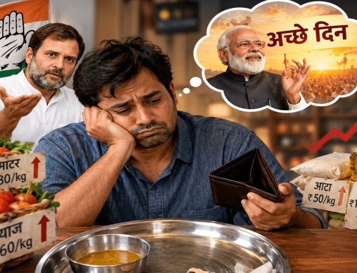 थाली महंगी, जेब खाली… फिर किसके आए ‘अच्छे दिन’?  महंगाई पर कांग्रेस का मोदी सरकार से सवाल  प्याज, लहसुन से लेकर अदरक और नींबू तक की कीमतों में उछाल ; जयराम रमेश बोले—‘अब प्रधानमंत्री के लिए झोला उठाने का वक्त आ गया है।’