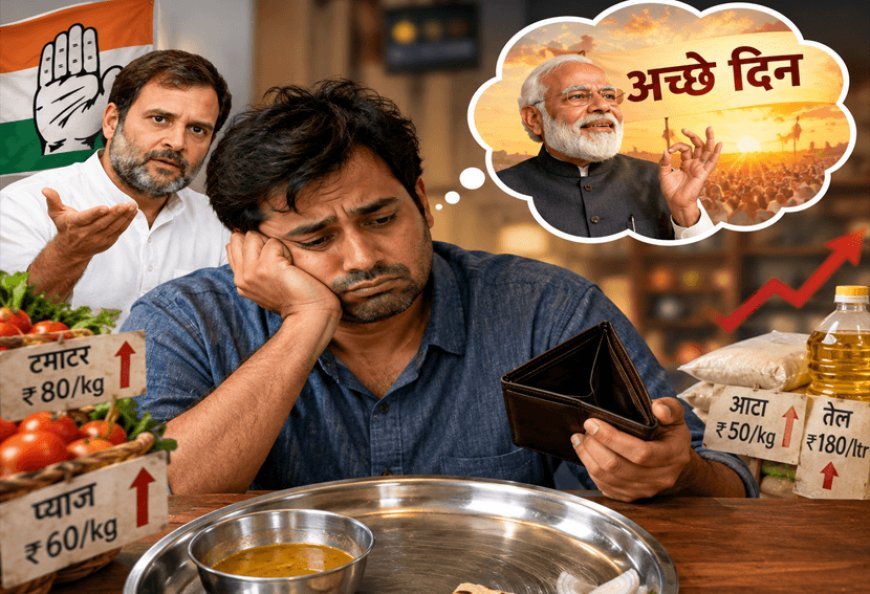 थाली महंगी, जेब खाली… फिर किसके आए ‘अच्छे दिन’?  महंगाई पर कांग्रेस का मोदी सरकार से सवाल  प्याज, लहसुन से लेकर अदरक और नींबू तक की कीमतों में उछाल ; जयराम रमेश बोले—‘अब प्रधानमंत्री के लिए झोला उठाने का वक्त आ गया है।’